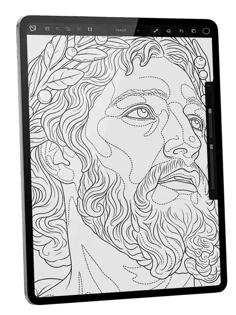 A tattoo stencil in progress inside the TatToolkit app