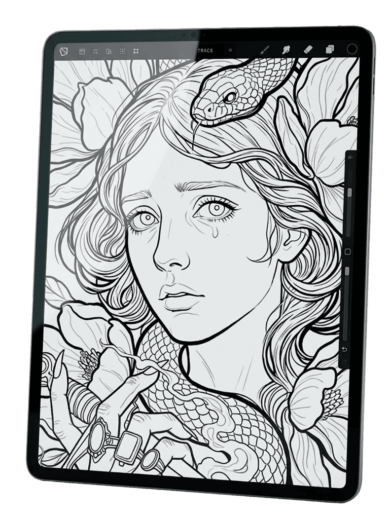 A tattoo stencil in progress inside the TatToolkit app