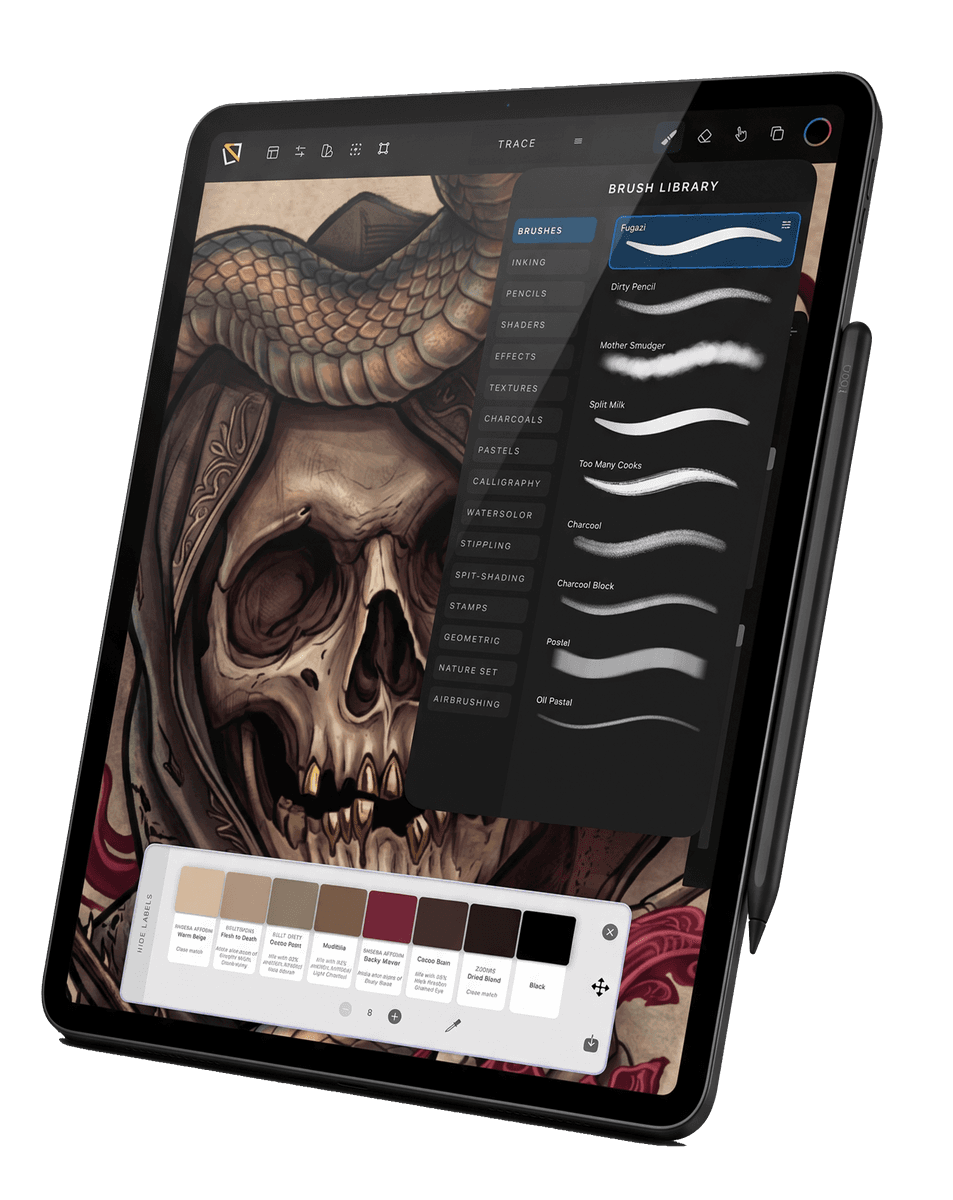 A tattoo artist using the TatToolkit app